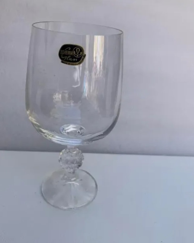 3099 12cm 2'li Bohemia Kristal Şeffaf Kadeh Bardak Kahve Yanı Capodimonteli