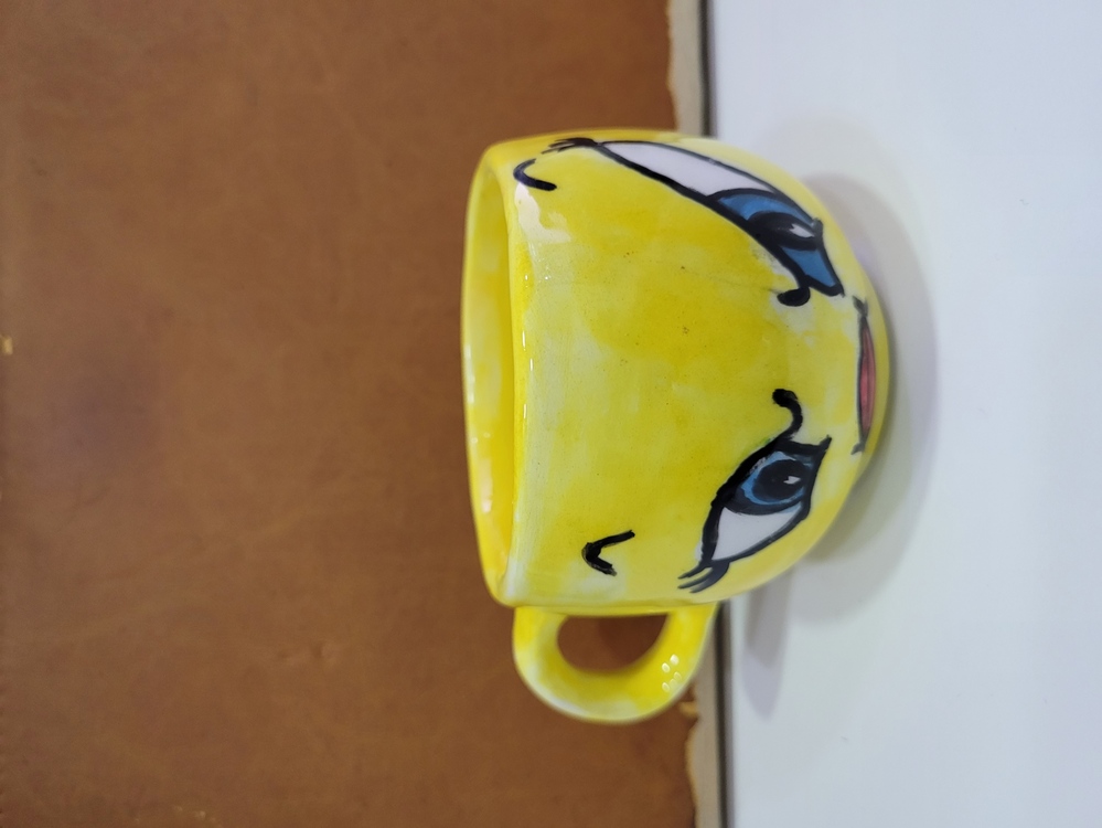 DJALE1955 Seramik El Yapımı Kupa 7x10x6cm Renkli Sevimli Tweety 1 Adet