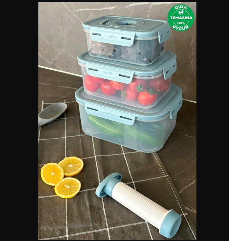 M-SKS01-16-02 Seoul Taze Ürün Saklama Kabı 4'lü Set (0,6lt + 1,3lt + 2,5lt + Pompa)