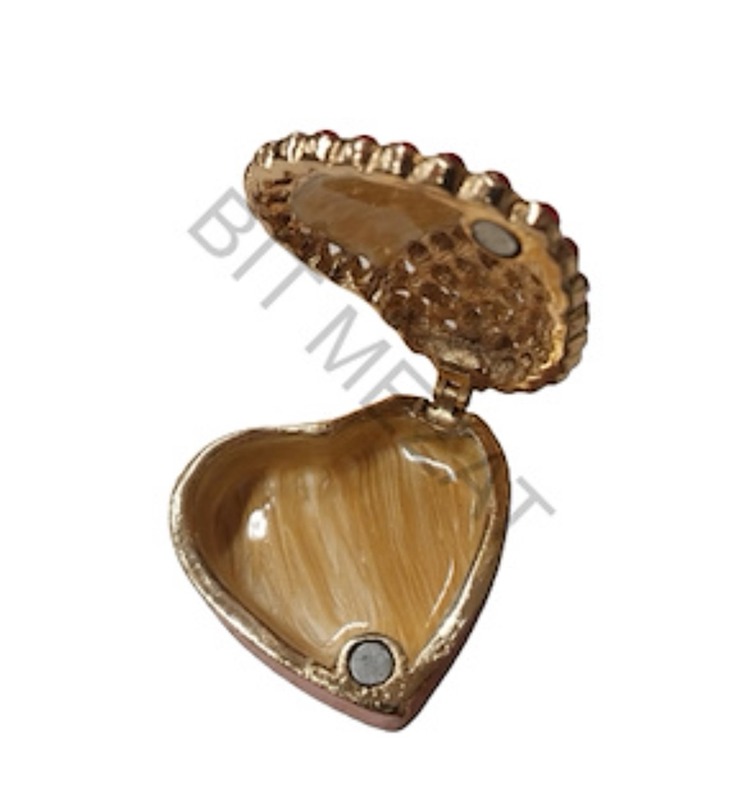 6356566 Mineli Taşlı Mücevher Kutu Kalp Obje 4.5x5 cm Hediyelik Sevgili Aşk 1 Adet