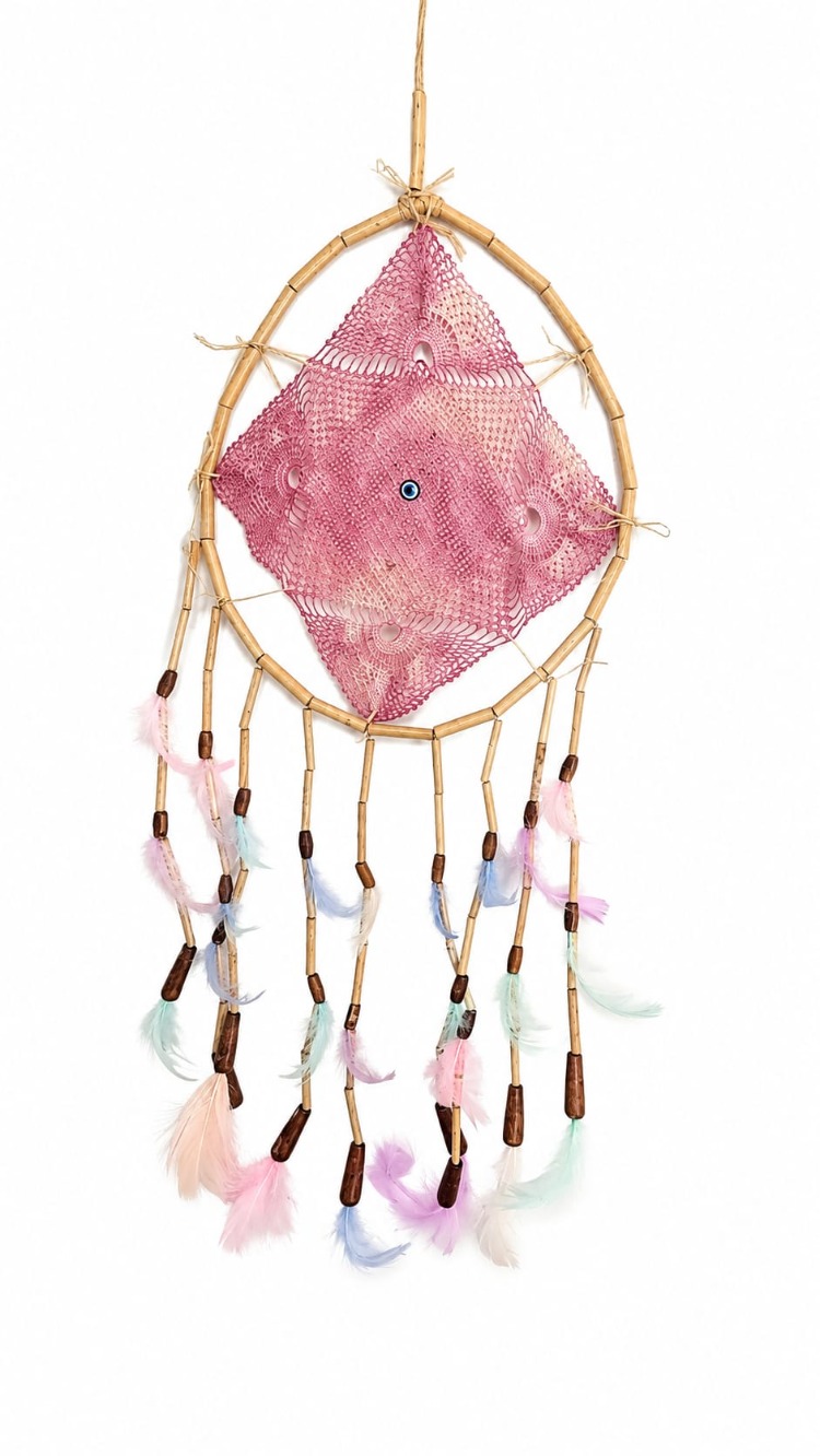DREAMKAREPEM ÇAP 25 CM dream catcher kare pembe 1 adet