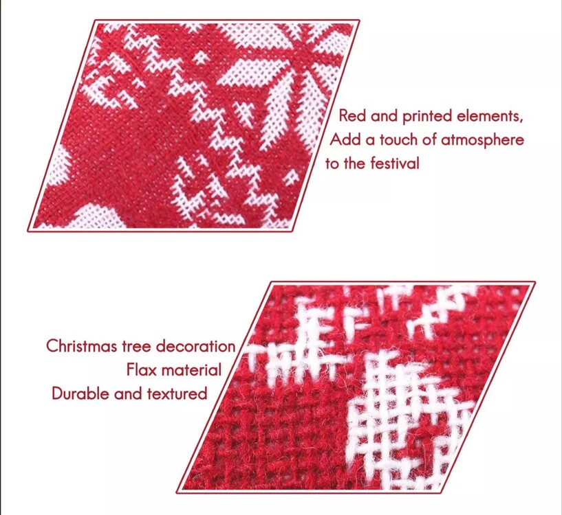 ADR-47 Yılbaşı Kumaş Çam Ağaç Desenli Kırmızı Beyaz Noel Tekstil Örme Süsleme 1 Adet