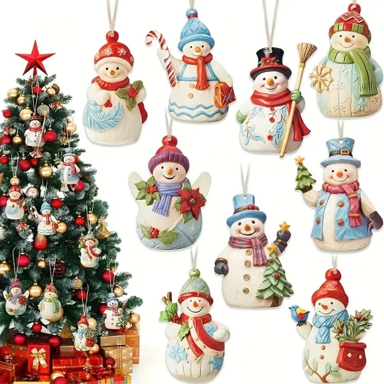 AU211036 Noel Kardan Adam Ahşap Asılı Ağaç Süs Set Vintage Masal Temalı 18 Parça