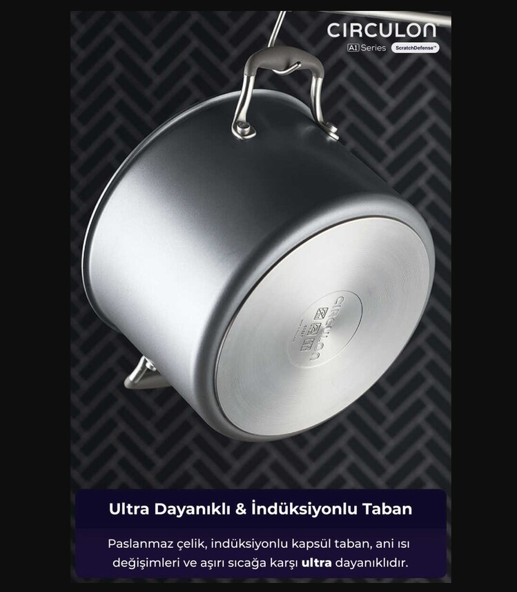 D-MYR224D Circulon Cam Kapaklı XL Derin Tencere 24 CM