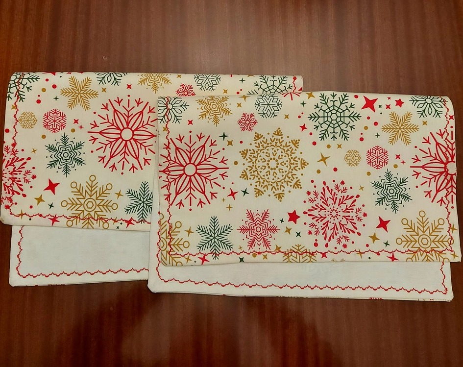 A6956 Kar Taneli 2'li Amerikan Servis 35x45cm Panama Keten Özel Dikim