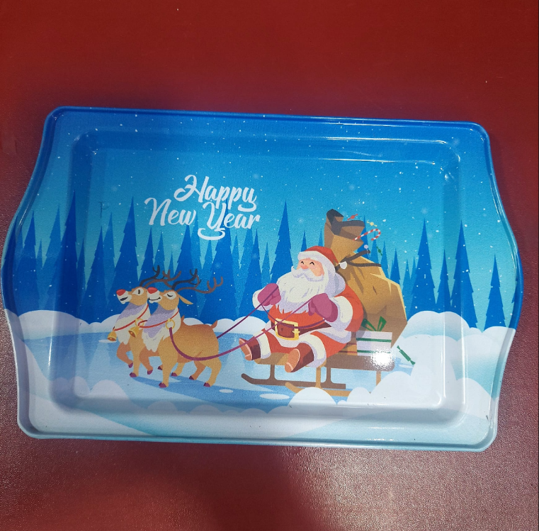 E975321099 Yılbaşı Temalı Özel Tasarımlı Metal Servis Tepsi Christmas Ev Sofra Mutfak Noel