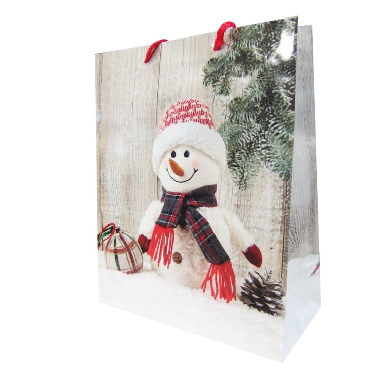 SVR-5287 Yılbaşı Noel Yeni Yıl Christmas Karton Poşet Kardan Adam Orta Boy 1 Adet