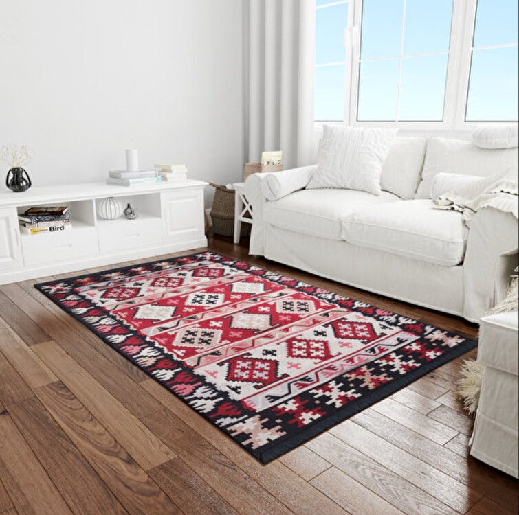 BGH8681126436915 Home Çift Taraflı Kilim Makinede Yıkanabilir Modern Desenli 80x150cm