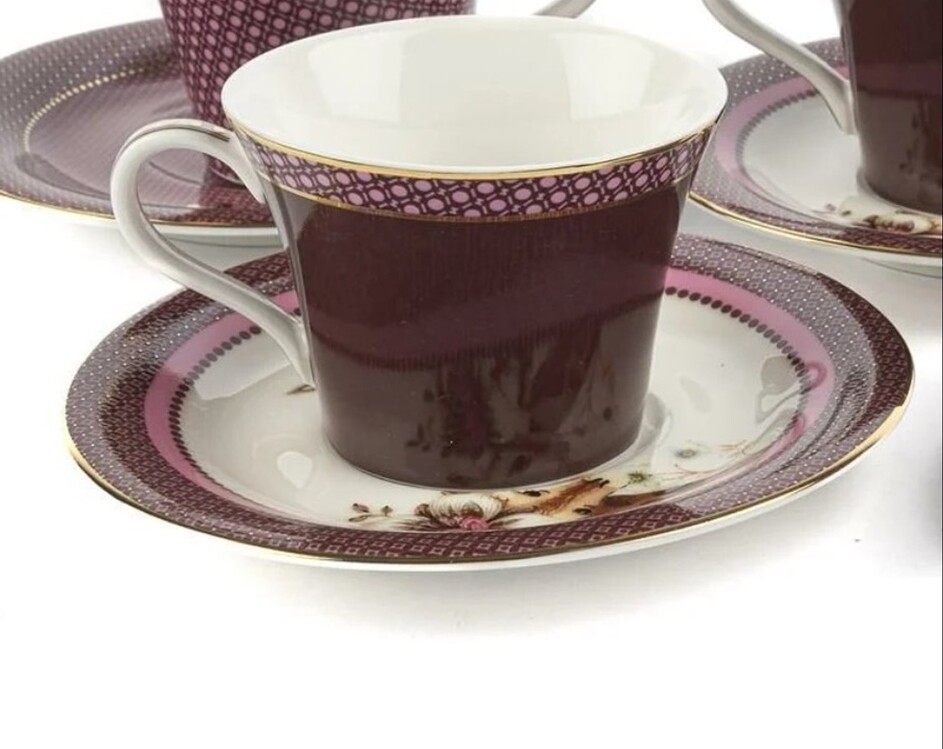 ADE16.363666 Magenta 2'li Kahve Fincan Set Sofra Mutfak Servis Dekoratif Hediyelik