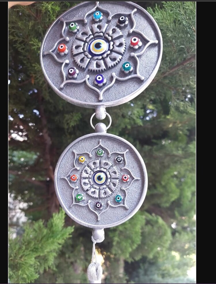 p-73852254 EVILEYE İkili Nazarlık Füme Gümüş Home Dekoratif Ev Ofis 