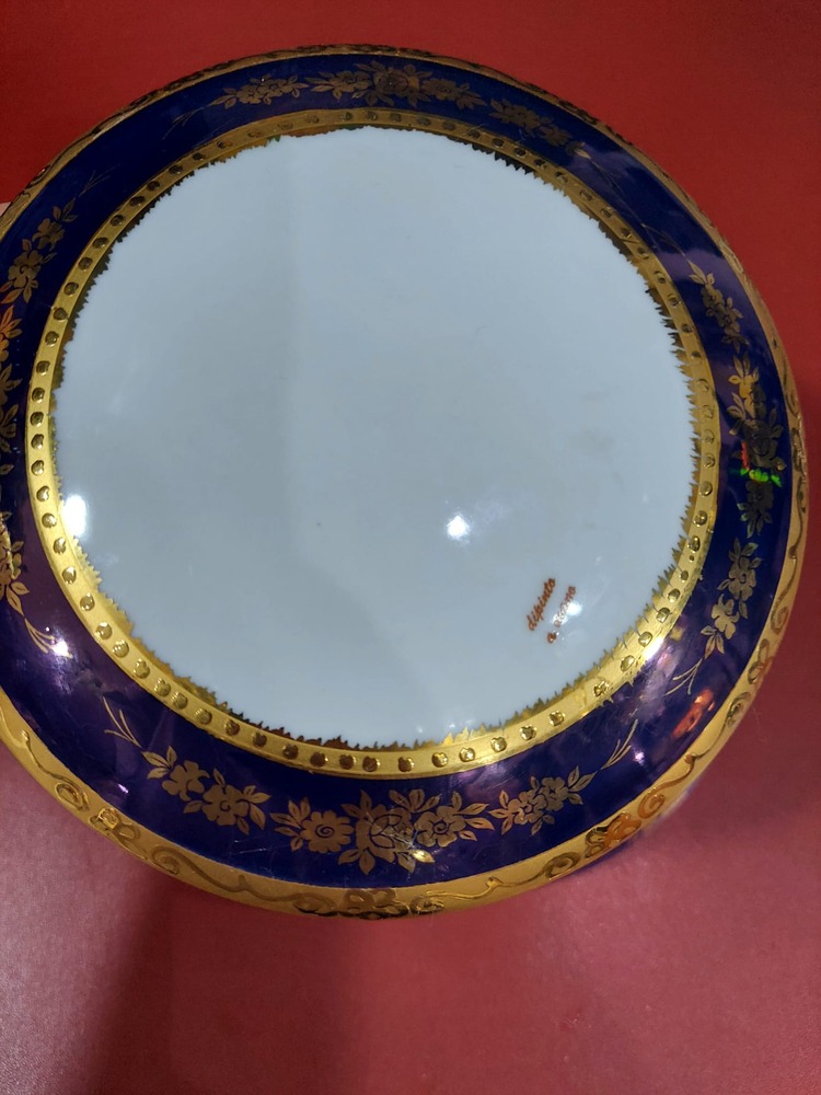 A43605 T. Limoges Şekerlik Çap 18cm Porselen İtalyan Dipinti A Mano Mediterranea 1 Adet