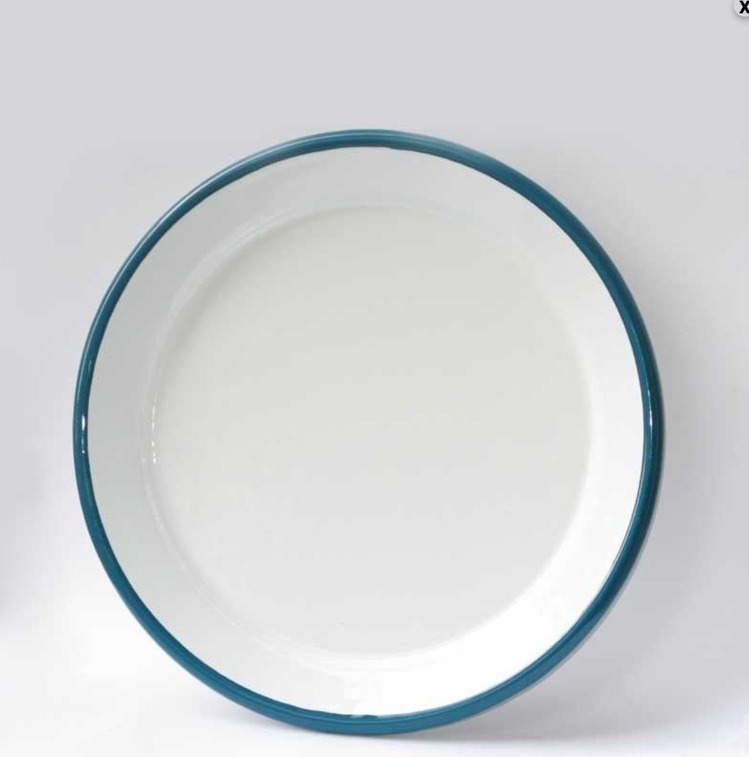 22.EMY.TB26.3 Emaye Tabak 25cm Servis Kenar Bant Petrol Yeşili 1 Adet