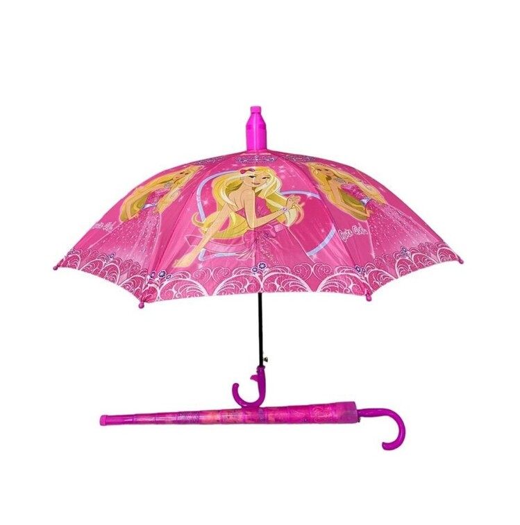 709616 Bardaklı Korumalı Kız Çocuk Pembe Baskılı Şemsiye Moda Aksesuar 1 Adet