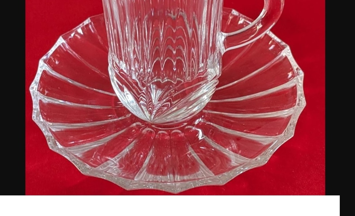 A358581 6'lı Cam Likör Bardak Altlık Tabak Aurea Demitasse Royal Crystal Rock