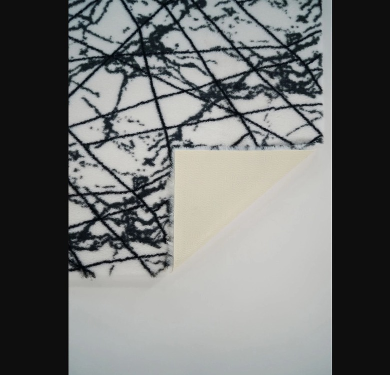 MRBL Prizma Home Marble Halı Beyaz 75x110cm Yıkanabilir Kaymaz Taban 1 Adet