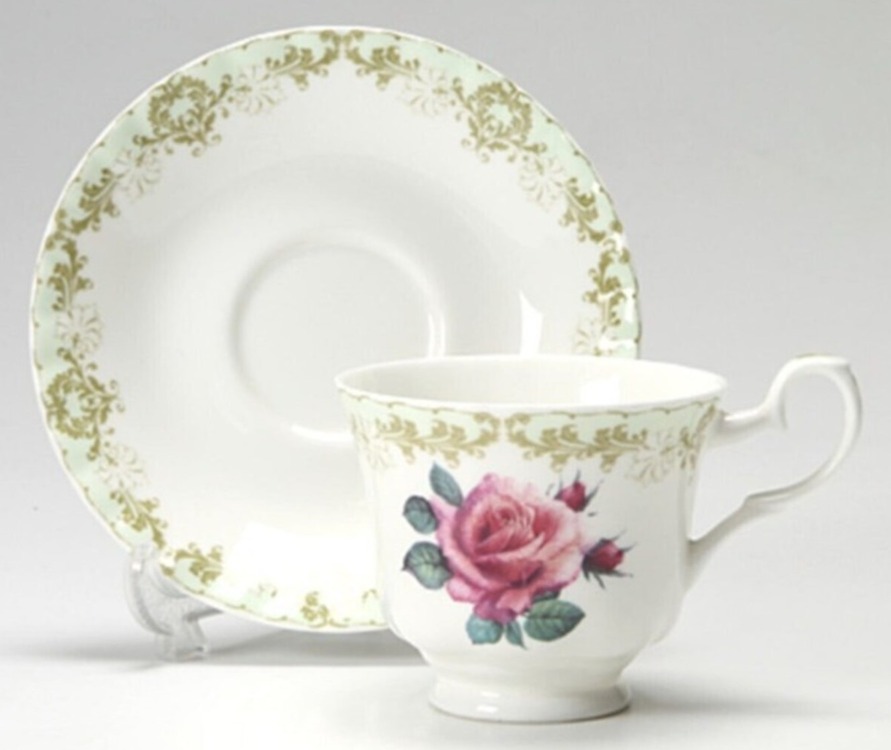 2LI092000000906 Roy Kirkham Vintage Rose Porselen 2'li Standart Çay Fincanı Seti Fine Bone Chin