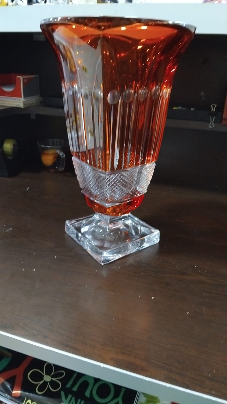 18391836183115042026 kristal vazo h.33 cm Çap 20 cm Oranj 