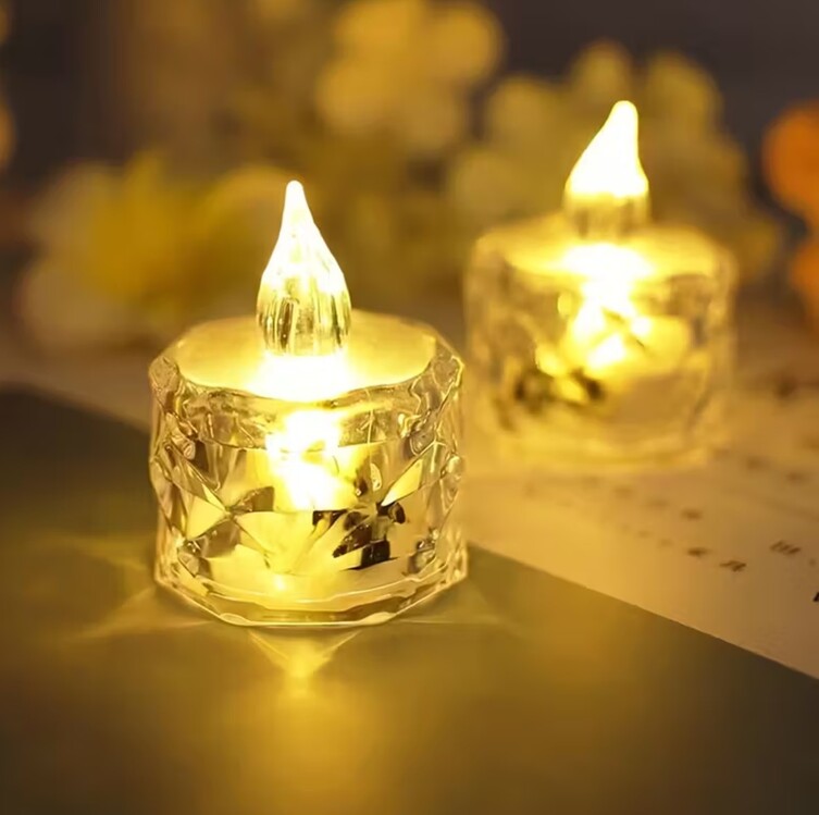 MY454611 Kristal Dekorlu 1 Adet Alevsiz LED Çay Işık Noel, Partiler, Düğünler ve Romantik