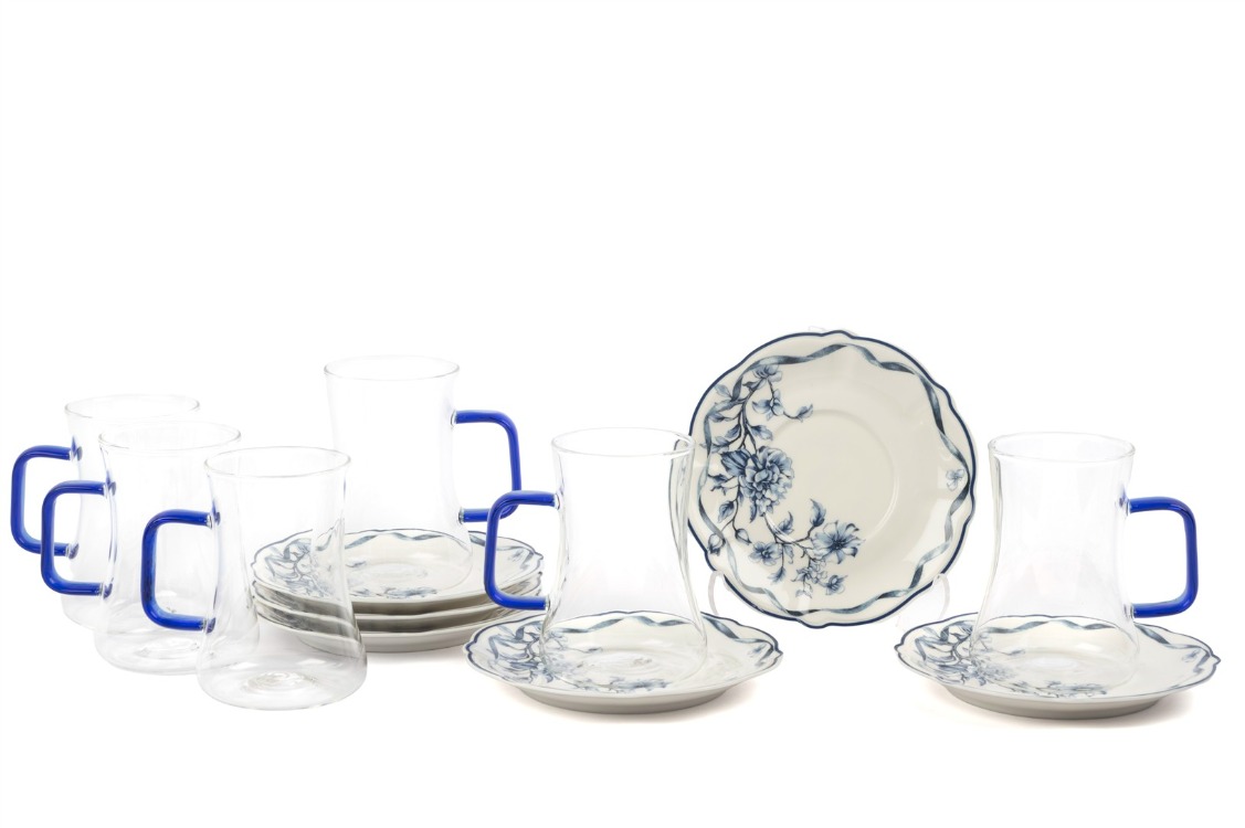 P366.121744 Luna Blue 6lı Cam Çay Bardak Seti 180ml Mutfak Grubu
