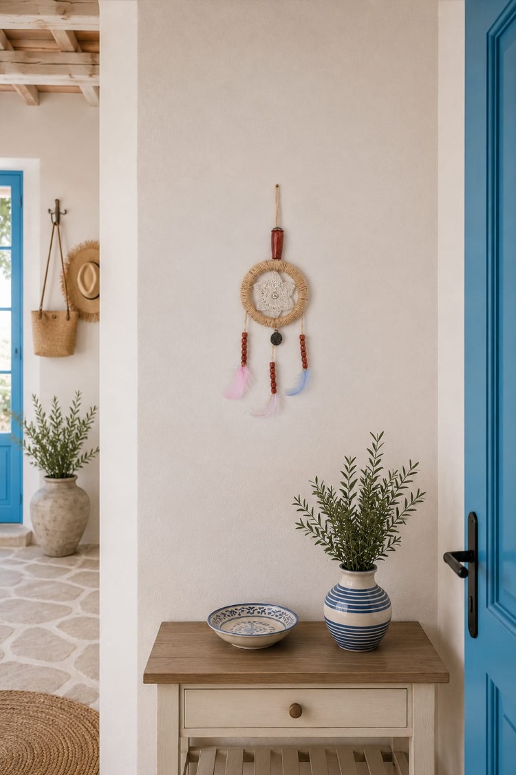 BEJ6 Elyapımı dantelli dreamcatcher Çap 8 cm