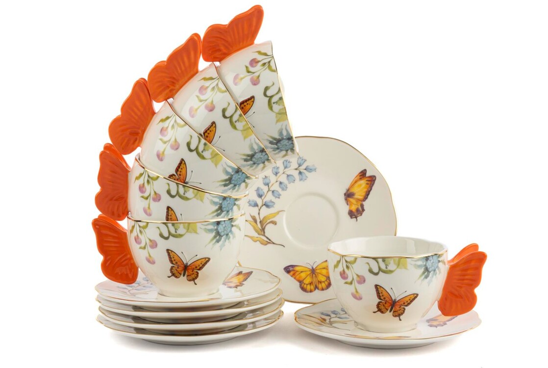 P374.101210 Mariposa 2'li Kahve Fincan Set 120cc Butik Porselen Mutfak Dekorasyon