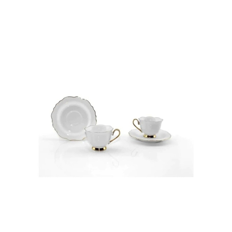 KREM2LIKAHVEZ Krem 2'li Kahve Fincan Seti Zara Krem Bone China 4 Parça Yuvarlak