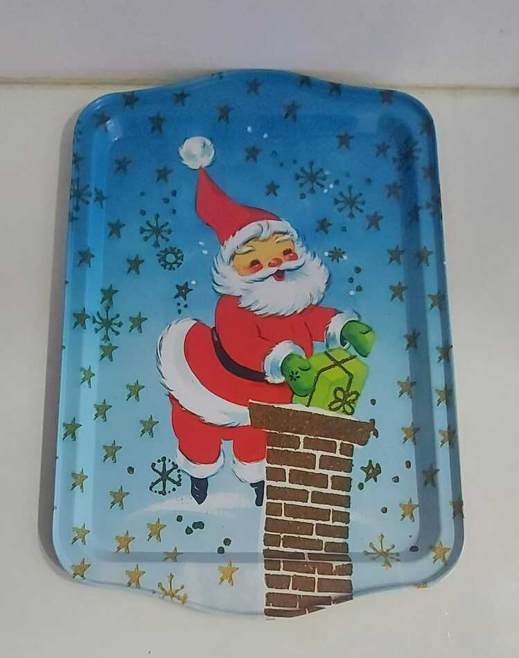BMTP77 Yeni Yıl Büyük Metal Tepsi Genişlik 32,5cm Uzunluk 21,5cm 1 Adet