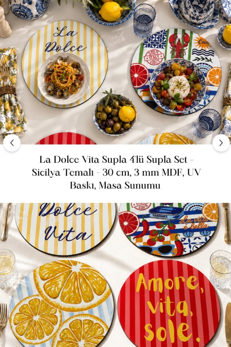 A1164842416 TÜRKİYE La Dolce Vita Supla 4'lü Supla Set – Sicilya Temalı -