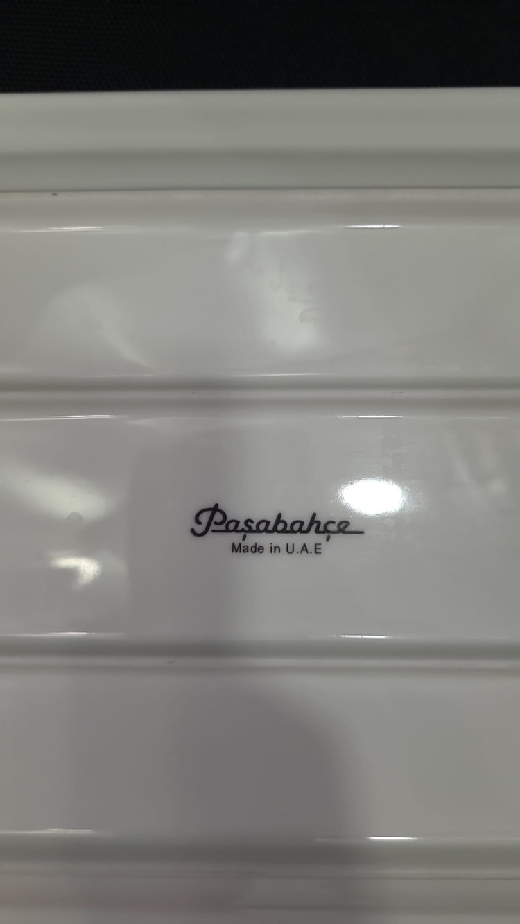 A221-1291 Paşa Beyaz Porselen Bahçe Tepsi U.A.E. 21x39x2cm Flat Servis Işıltı 1 Adet