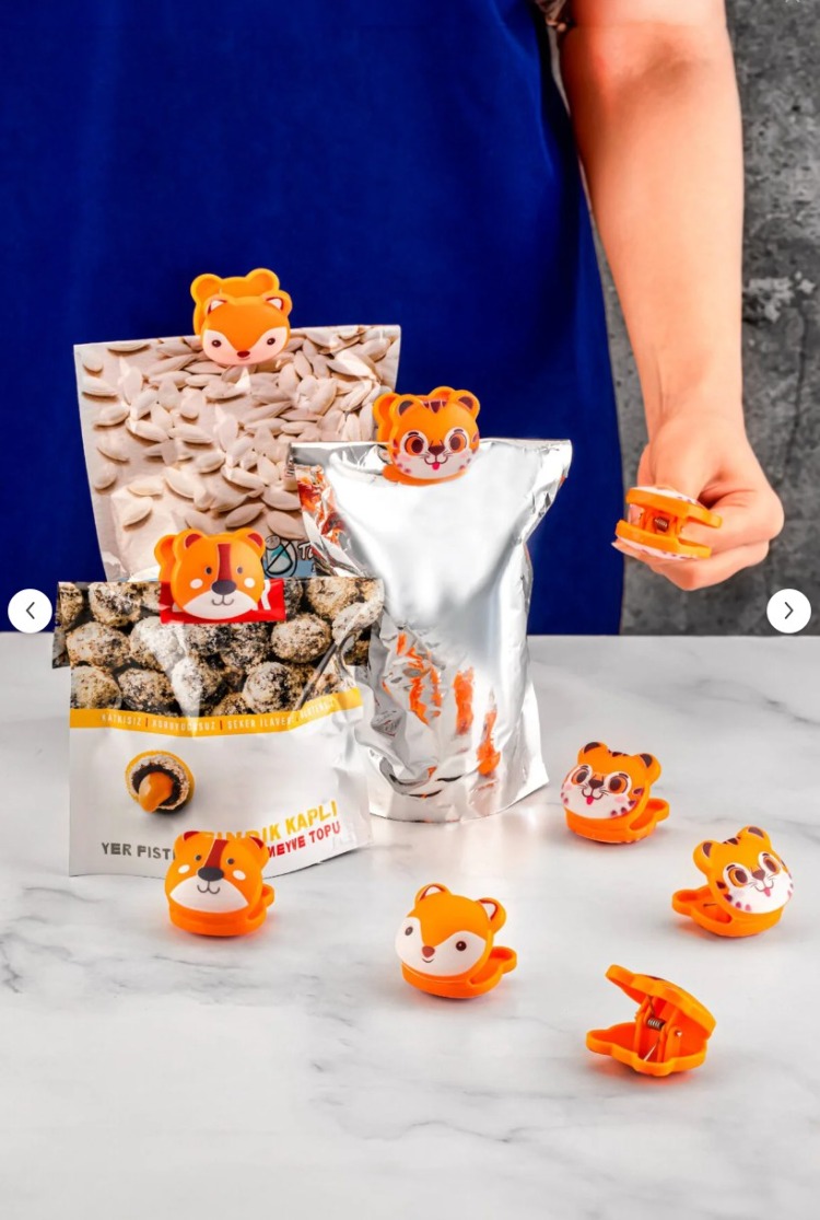 A788665729 (3'LÜ SET) Cutie Paket Klipsi Sevimli Hayvan Figürlü 