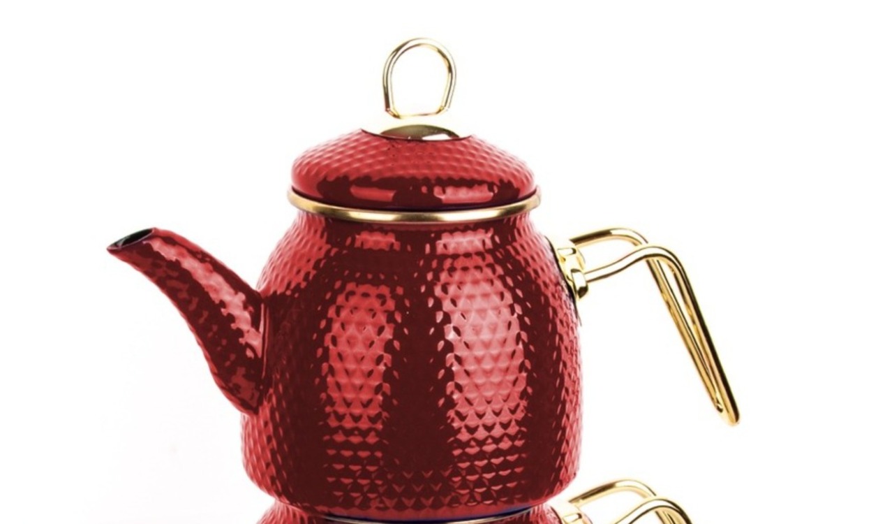 1526A55CYD014422 Red Dot Emaye Demlik Kırmızı oturma kısmı 10cm, komple taban 13cm