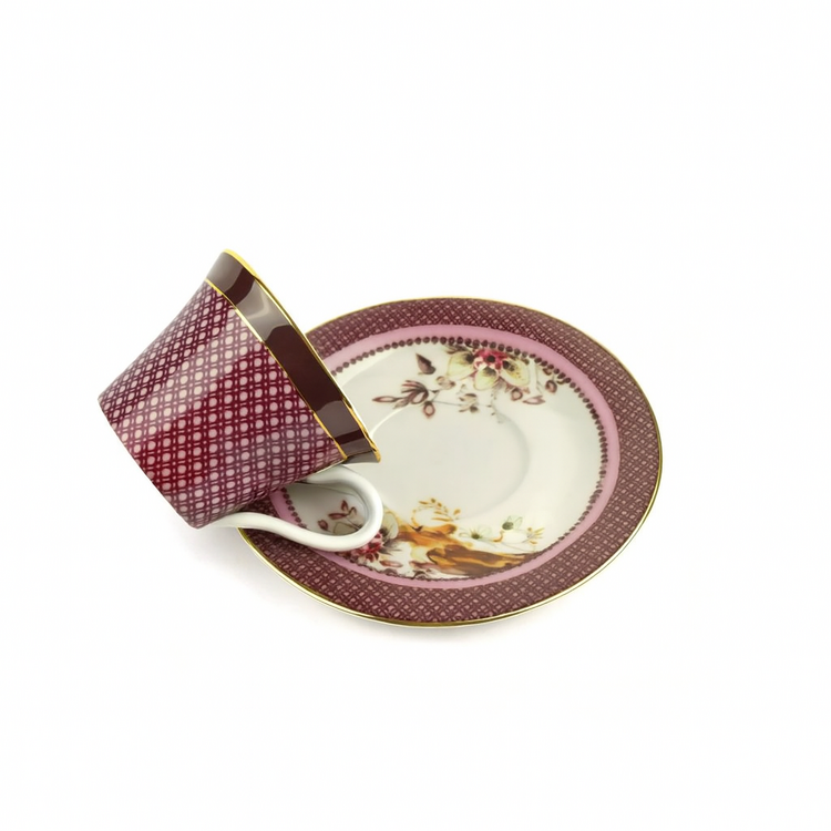 ADE16.363666 Magenta 2'li Kahve Fincan Set Sofra Mutfak Servis Dekoratif Hediyelik