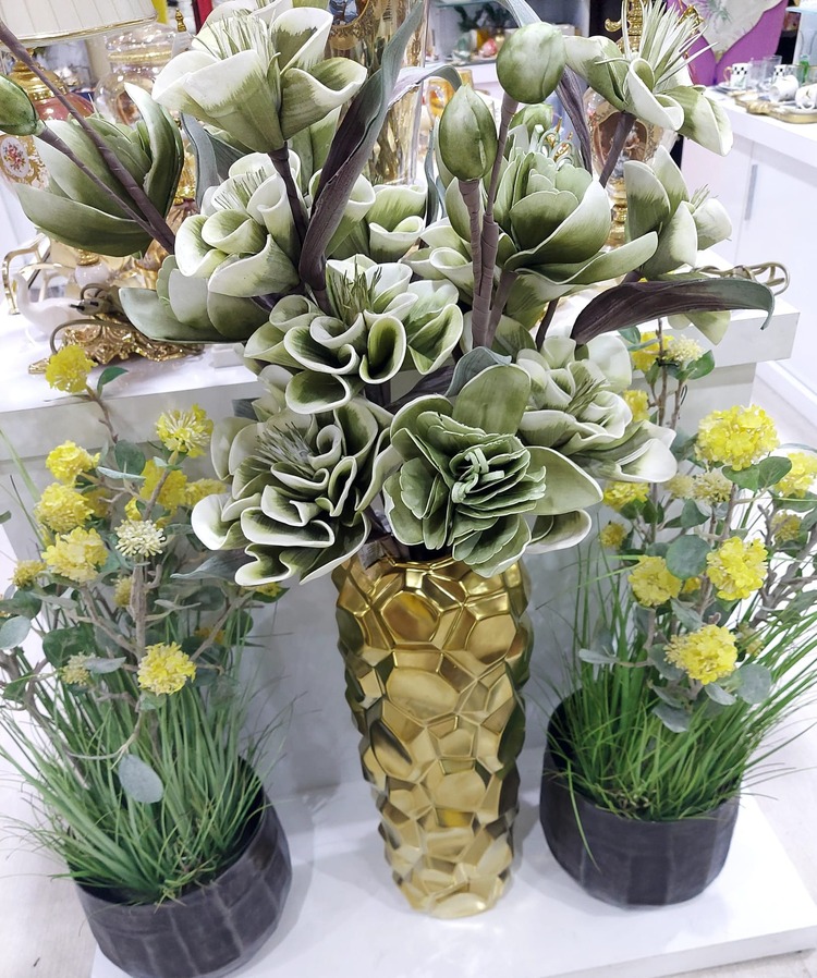 1LF-13500D Düğüm Düğün Çiçeği Yeşil Beyaz 100cm Yapay Decorative 1 Adet