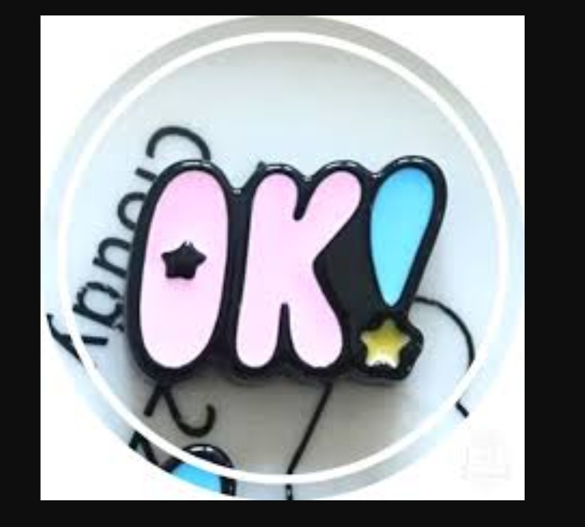 162601052026 Pembe Baloncuk Harfli "OK!" tasarımlı Yapıştırmalık Rozet