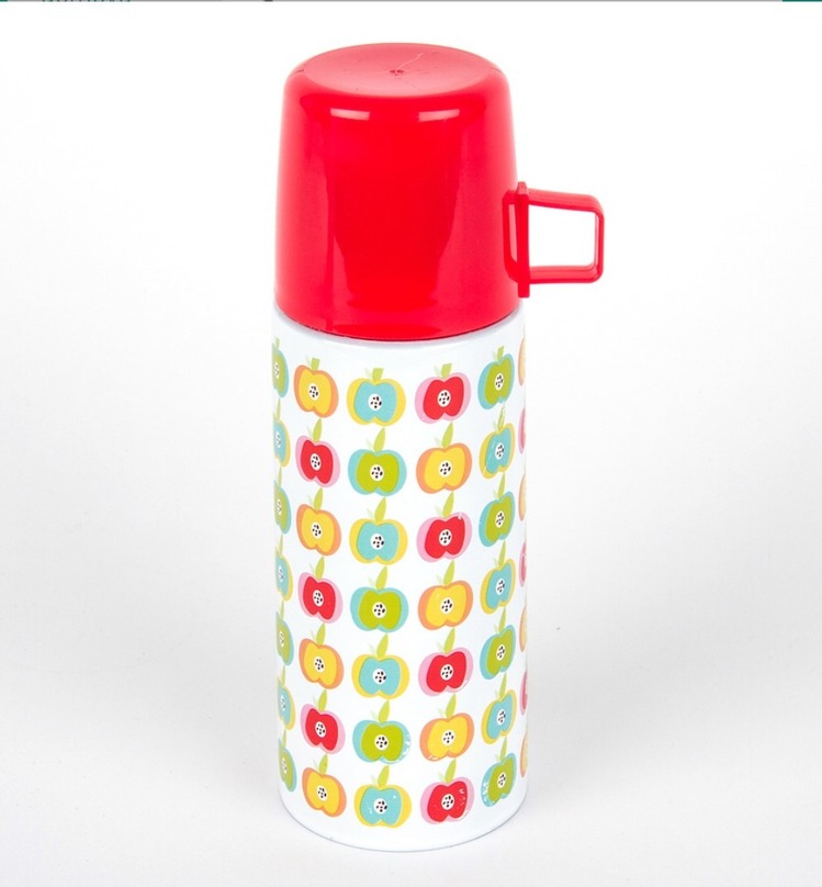 492571 Excellent Houseware İzole Şişe 350ml Termos Çiçek Bardaklı Turkuaz 1 Adet