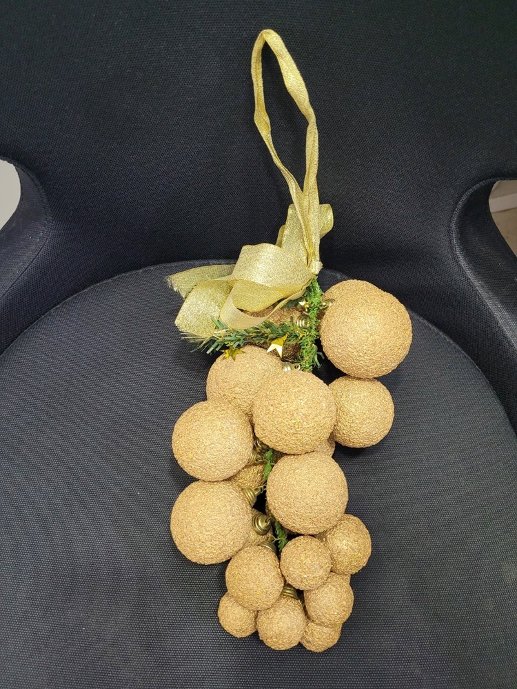 A966945 Dekor Yılbaşı Süs Simli Üzüm Model Altın Renk 25cm 1 Adet