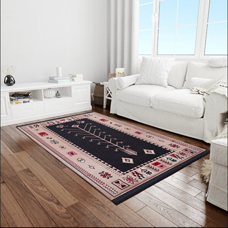 BGH8681126436908 Home Çift Taraflı Kilim Makinede Yıkanabilir Modern Desenli 120x180cm