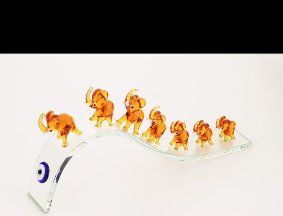 ZO-167-AMB 26X4X10CM BÜYÜK KRİSTAL YEDİLİ FİL AMBER
