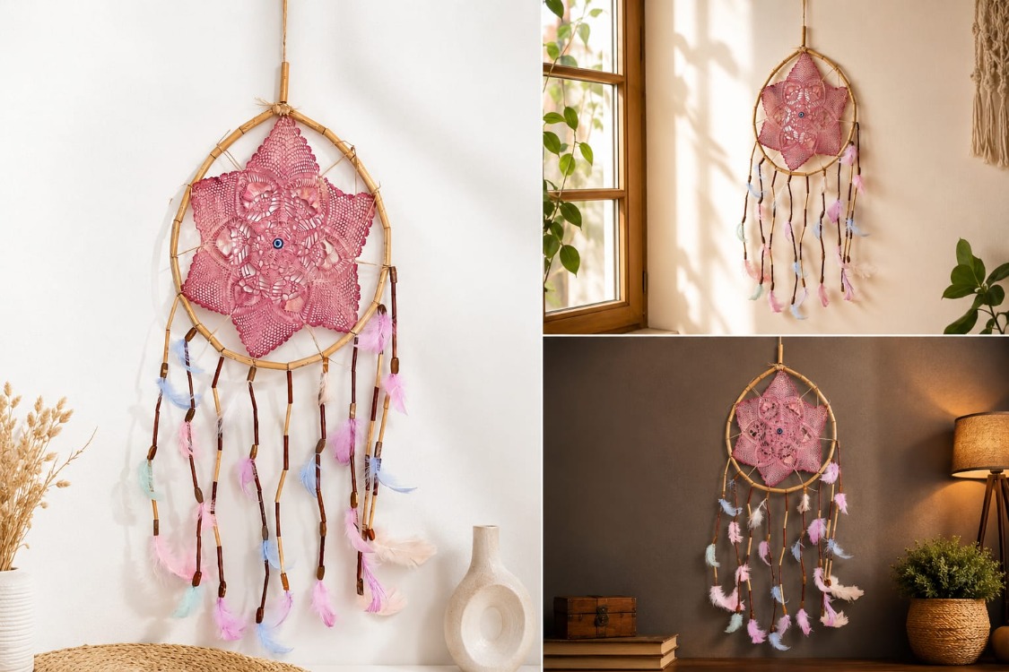 DREAMYILDIZPEMBE AP 25 CM dream catcher YILDIZ PEMBE 1ADET