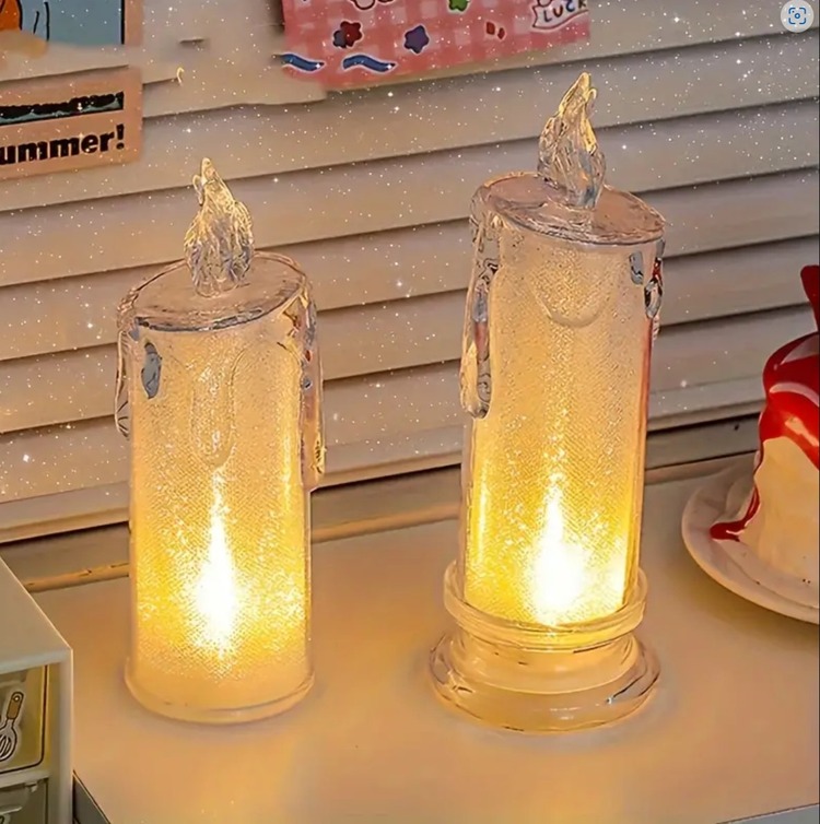 EP278934 2'li LED Alevsiz Mum Set Gerçekçi Pilli Sütun Tasarım Aile Toplantılık Ortam Işık
