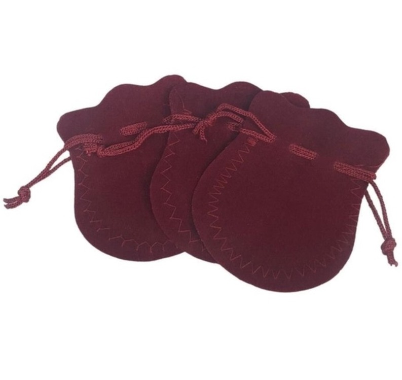 A8816 Bordo Kadife Kese Boy 12x10cm Hıdırellez Takı Altın İçin İpli 1 Adet