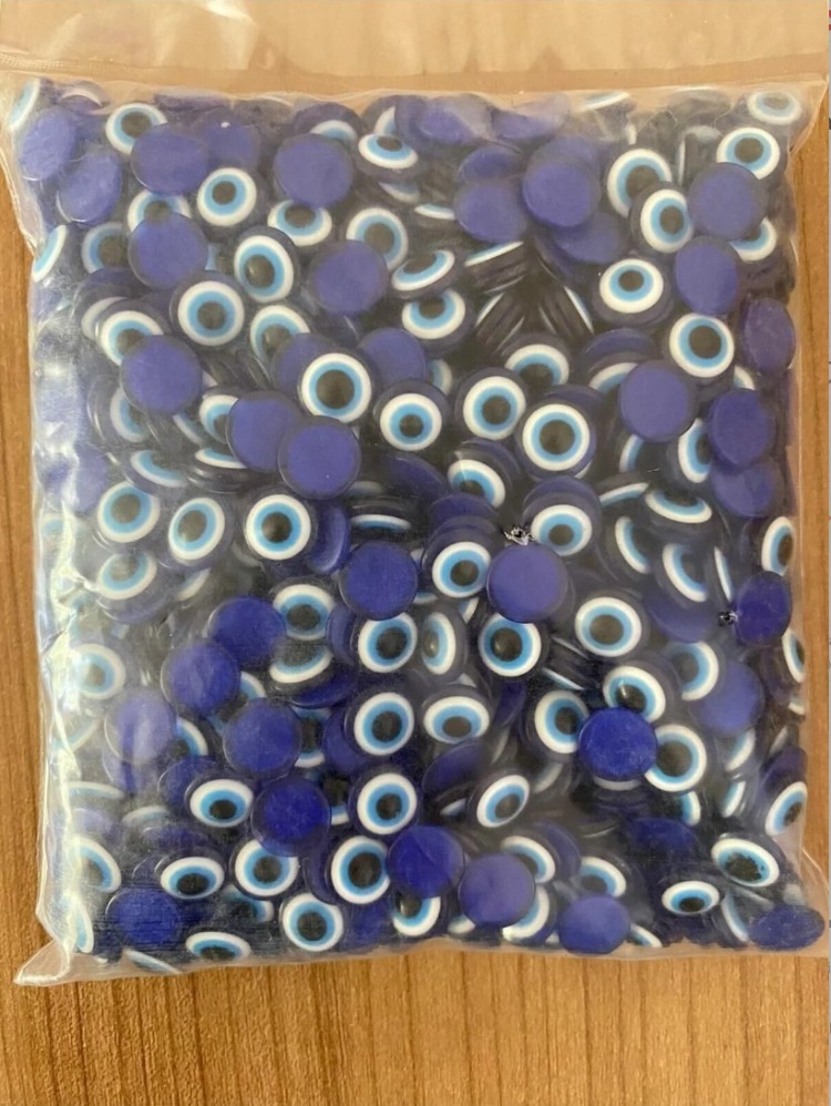 A835709210 KONSEPT 1000 Adet 10 Mm Yassı Plastik Yapıştırma Nazar Boncuğu 1 paket