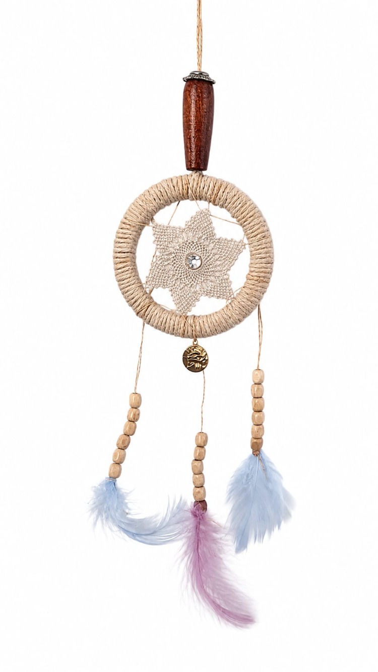 BEJ2 Elyapımı dantelli dreamcatcher Çap 8 cm