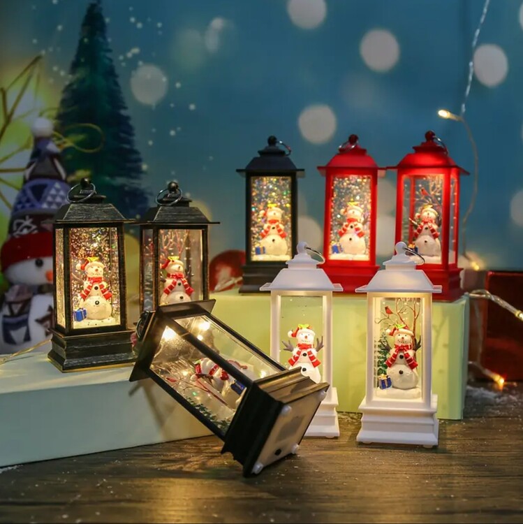 AVA342874 Küçük Kardan Adam / Beyaz Noel Kare Rüzgar Işığı Elektronik Şamdan Lamba