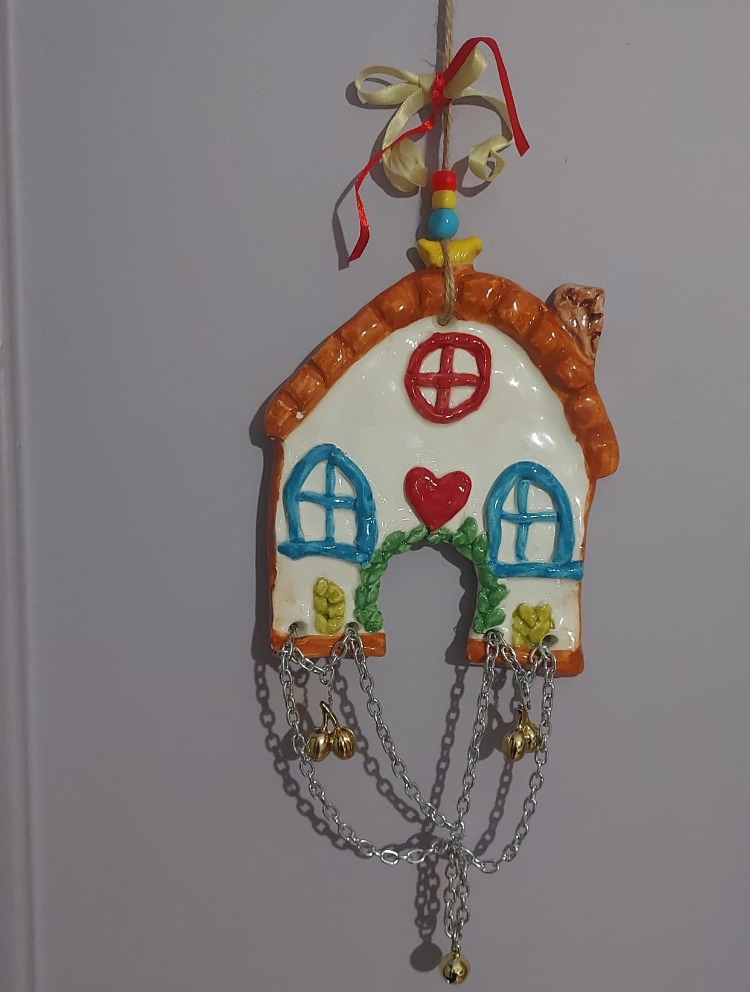 H1228JALE EL YAPIM SERAMİK ASMALIK SÜS EV 12x14
