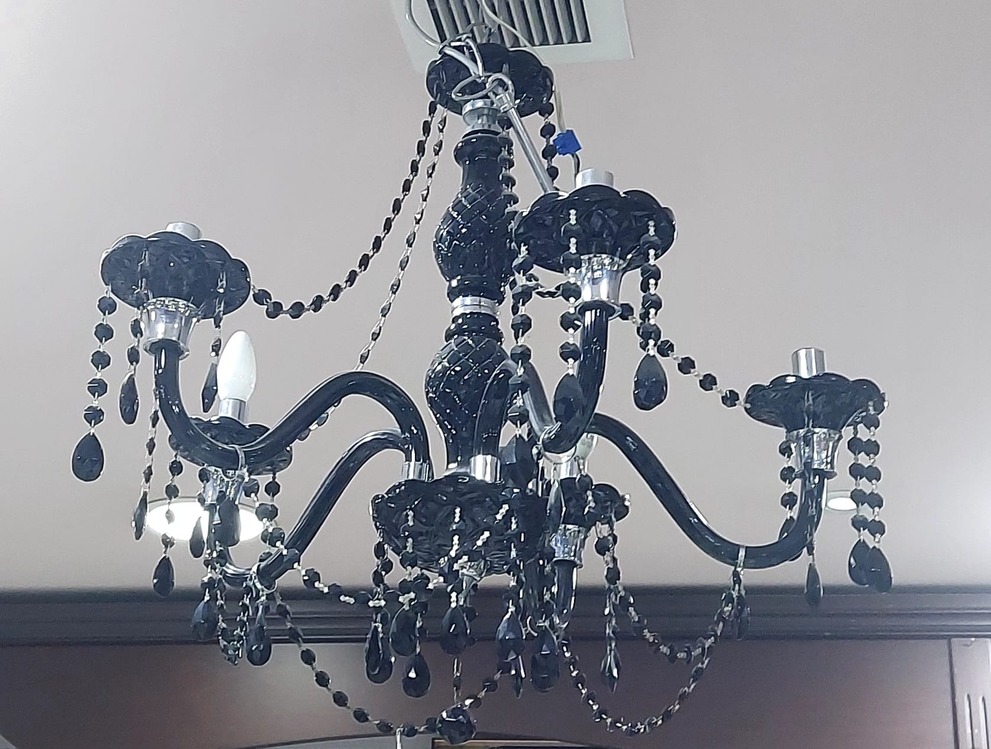 A000184VAX Design Siyah Taşlı Kristal Cam Avize Ev Dekorasyon Elektrik Aydınlatma Ürün 1 Adet