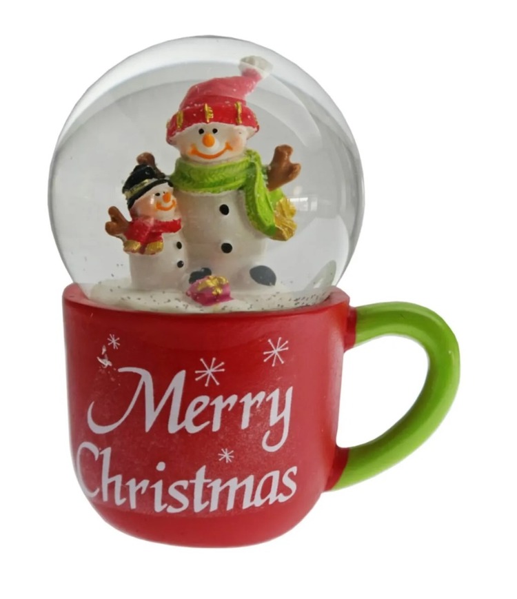 AGP-2800 Kar Tane Küre Kardan Adam Noel Fincan Merry Christmas 1 Adet