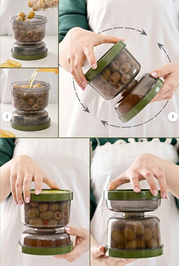 A697356639 Kum Saati Zeytin Turşu Kabı Süzgeçli Saklama Kabı Mutfak