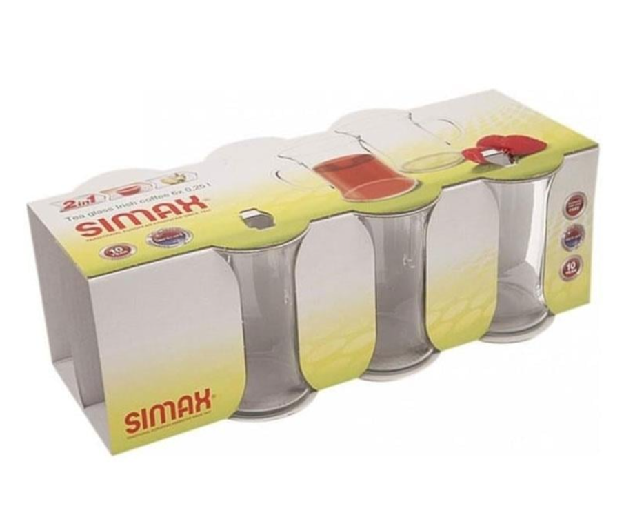 22026 Simax 6'lı Cam Kupa 0,25 Lt Çay Kahve Sofra Mutfak