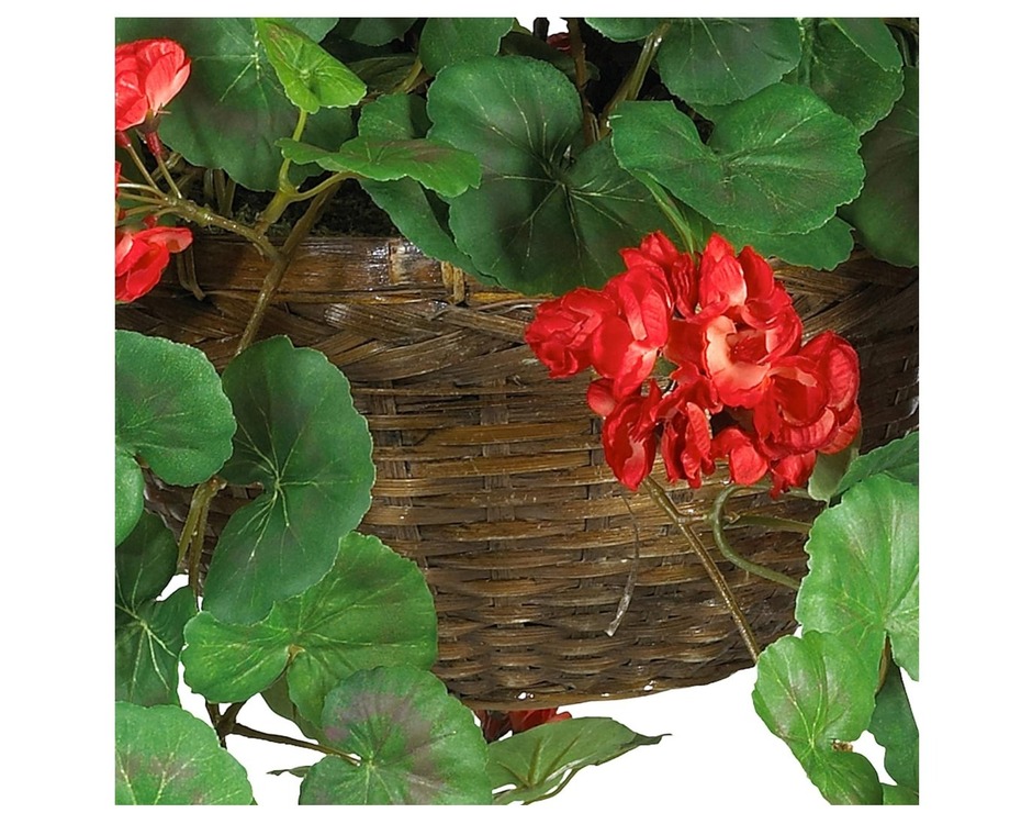 224-1177 Geranium Hanging Bush Kırmızı Yapay Sardunya Çiçek Nearly Natural 1 Adet